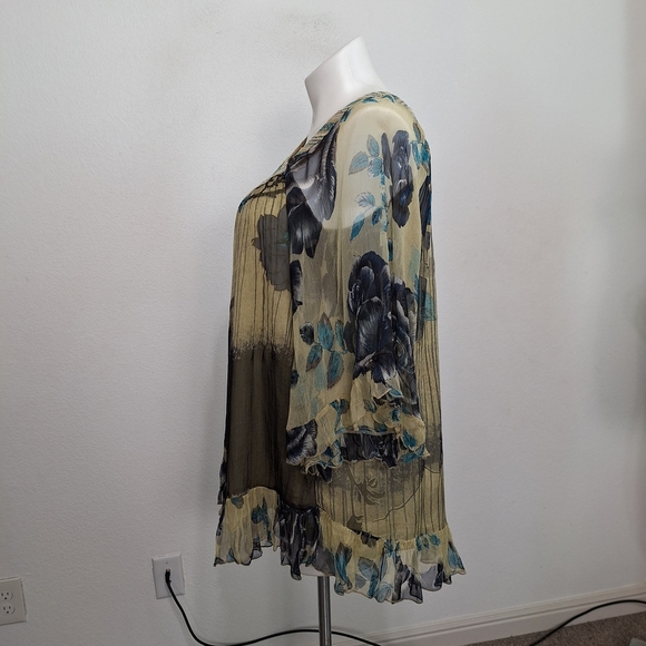 Rancho Estancia Embroidered Floral Fairy Wide Bell Sleeve Babydoll Blouse Size M - Picture 11 of 15